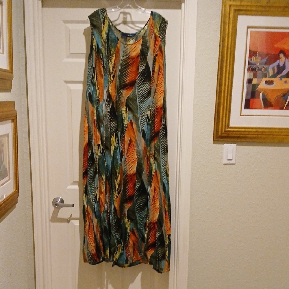 Vibrant Multicolor Gauzy Maxi Dress Size 1X